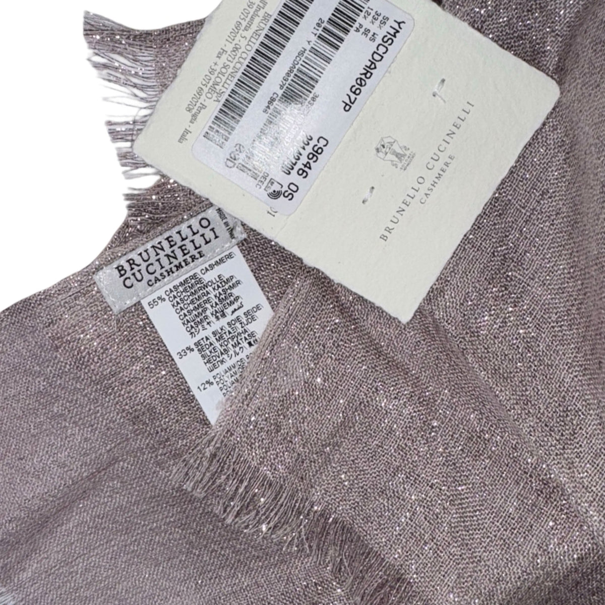 Brunello Cucinelli Scarf Pink Silver Glitter 