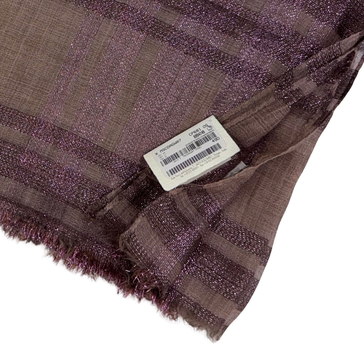 Brunello Cucinelli Scarf Pink Brown Plaid Glitter - Huge Cashmere Silk Women Shawl