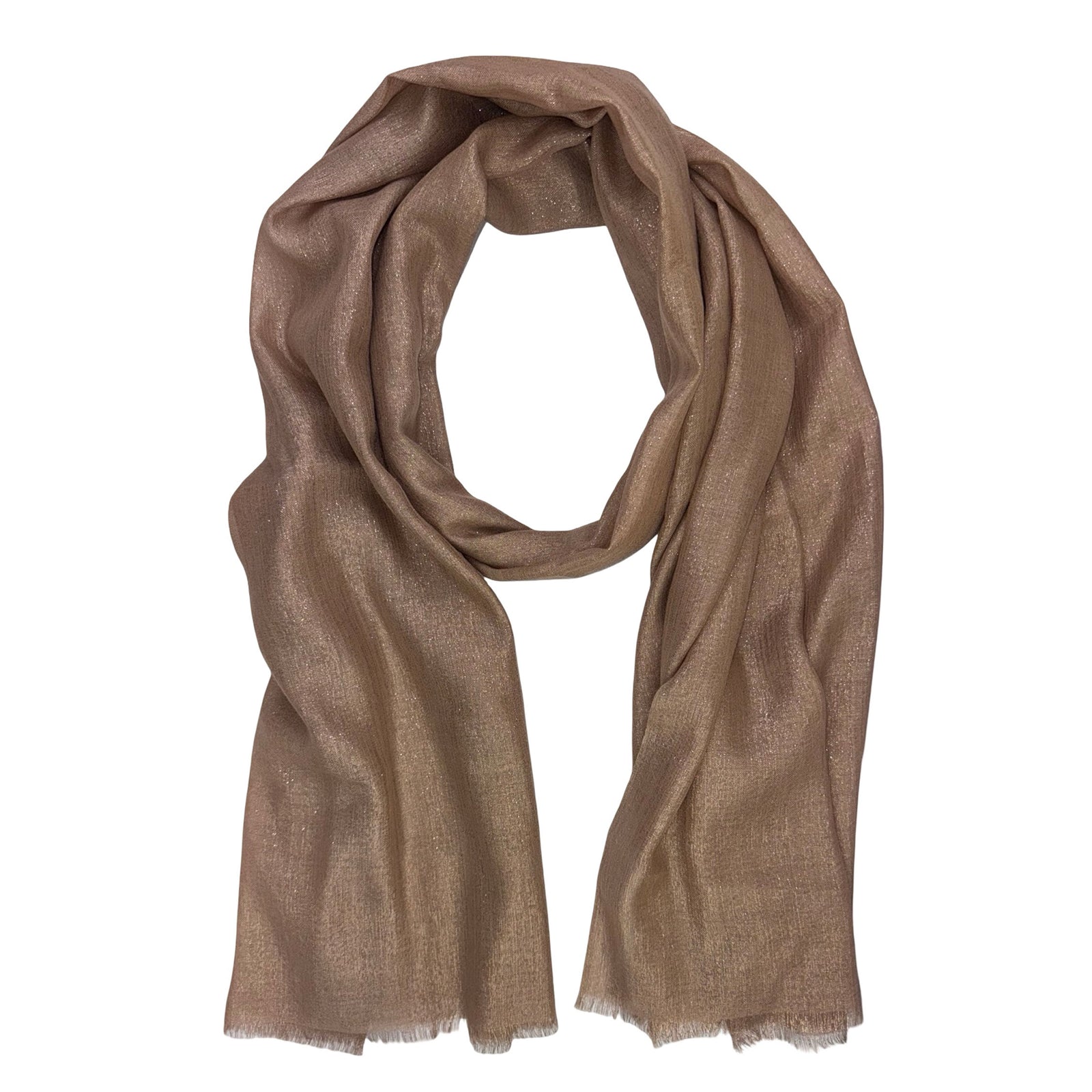 Brunello Cucinelli Scarf Rust Orange Glitter - Large Cashmere Silk Women Shawl