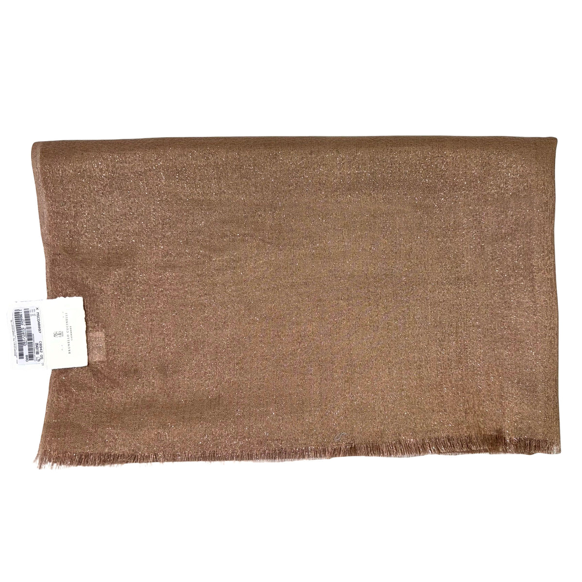 Brunello Cucinelli Scarf Rust Orange Glitter - Large Cashmere Silk Women Shawl