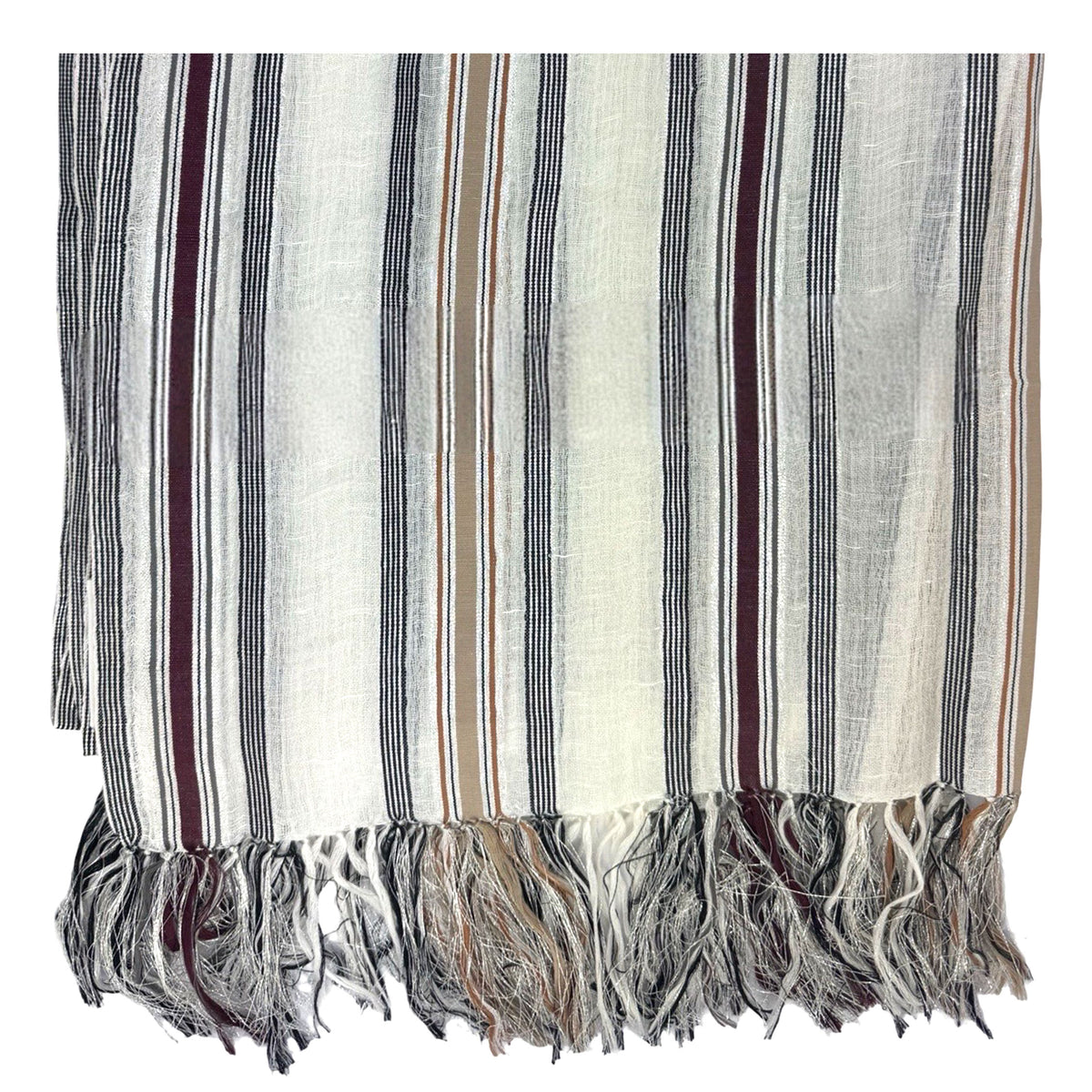 Brunello Cucinelli Scarf Stripes - Extra Large Linen Cotton Shawl