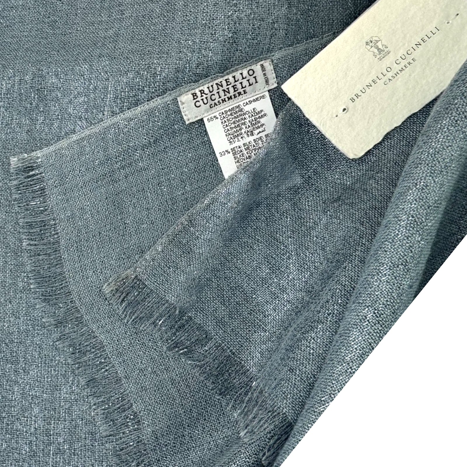 Brunello Cucinelli Scarf Blue Glitter - Luxury Women Designer Shawl