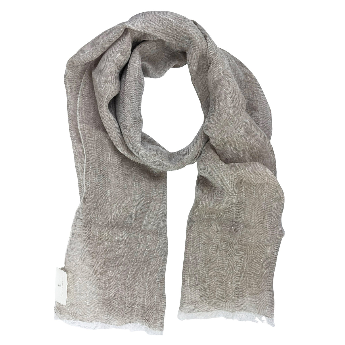 Brunello Cucinelli Scarf Taupe-Beige Glitter - Luxury Linen Designer Shawl SALE
