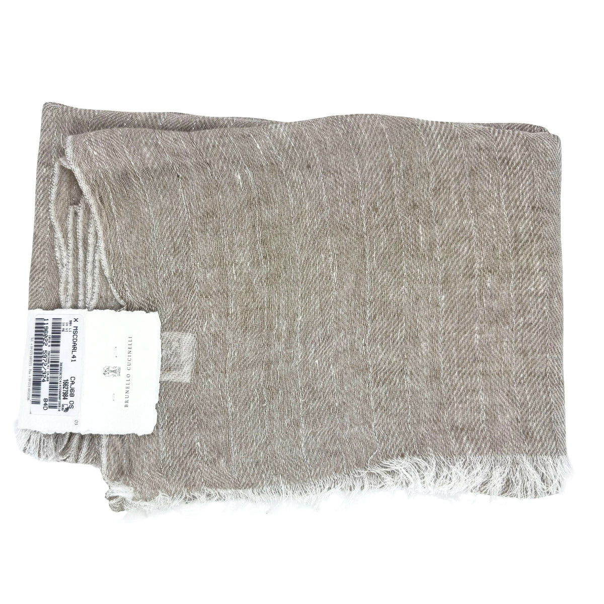 Brunello Cucinelli Scarf Taupe-Beige Glitter - Luxury Linen Designer Shawl SALE