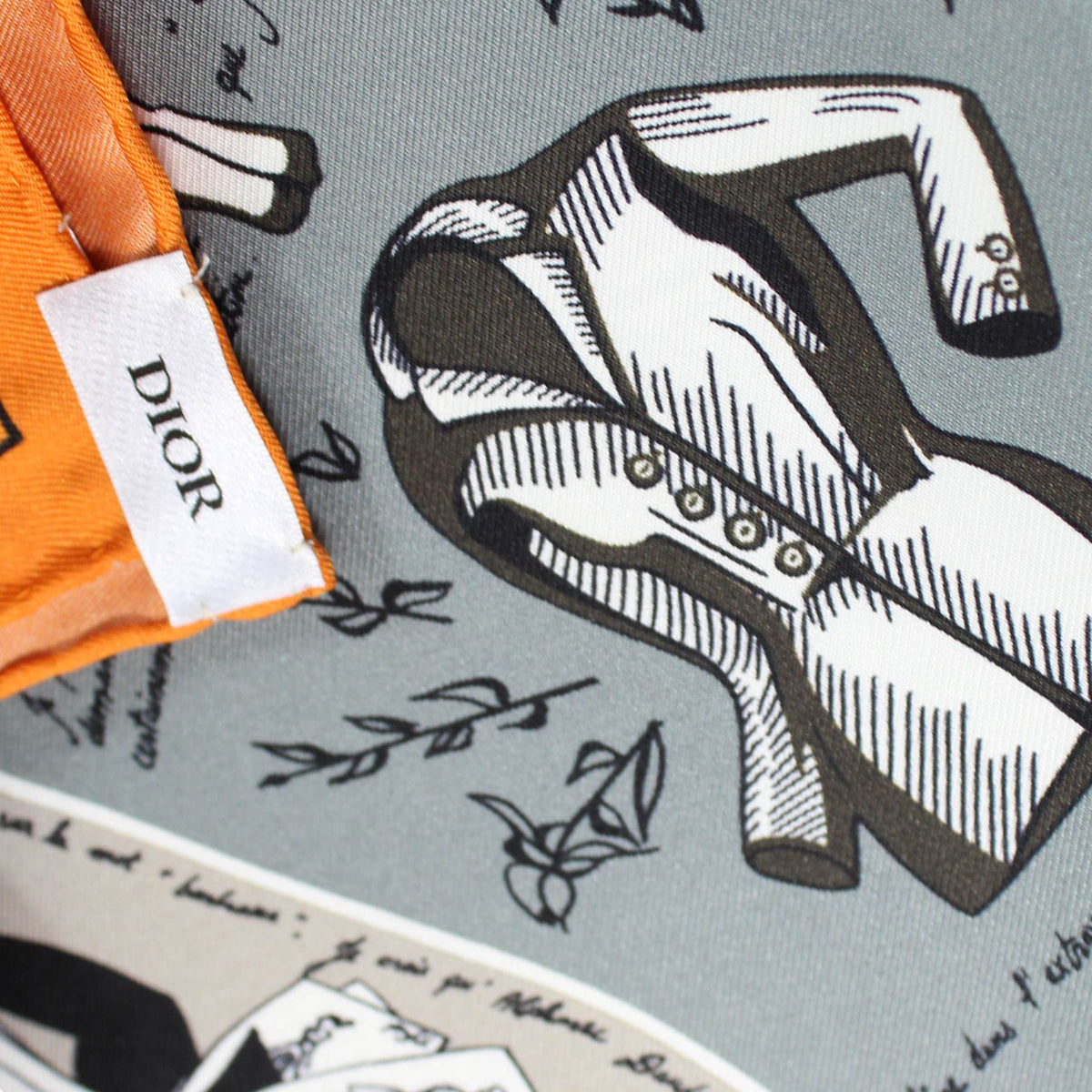 Dior Scarf Orange Roses &amp; Novelty - Twill Silk Square Foulard SALE