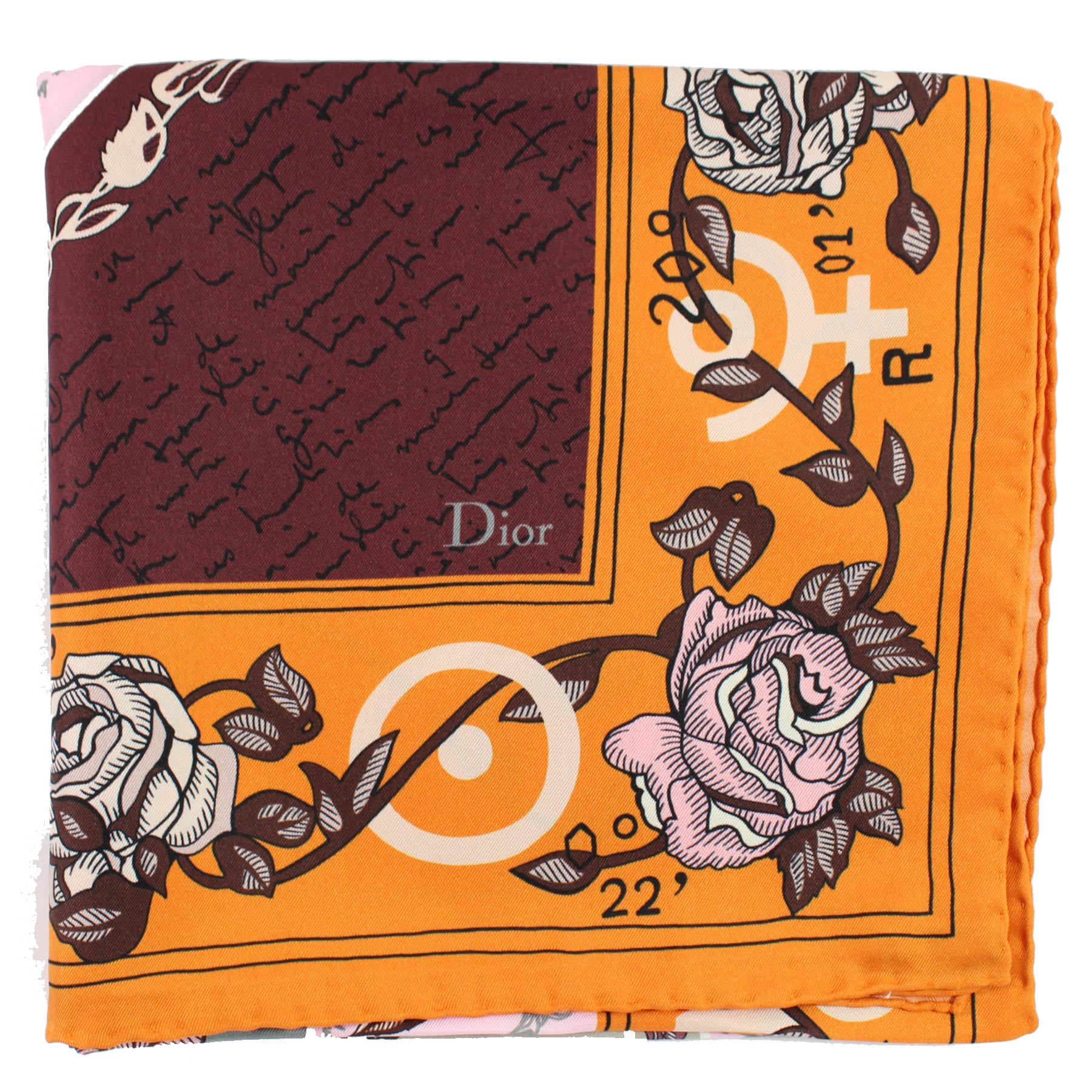 Dior Scarf Orange Roses & Novelty 