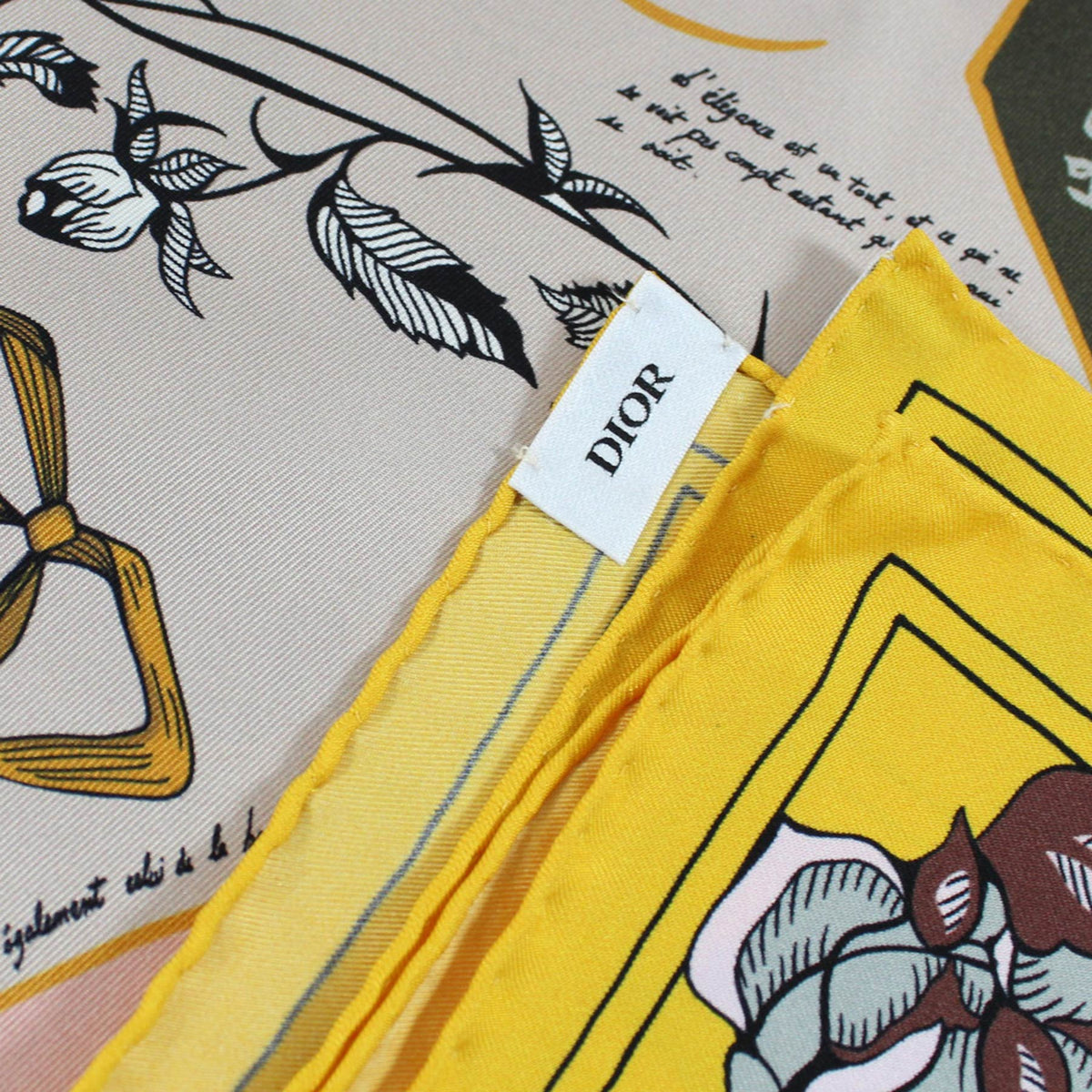 Dior Scarf Yellow Roses Genuine