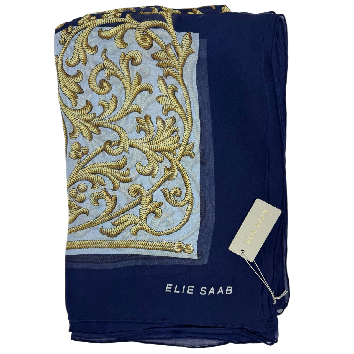 Elie Saab Scarf Scarf Silk Royal Blue Ornamental