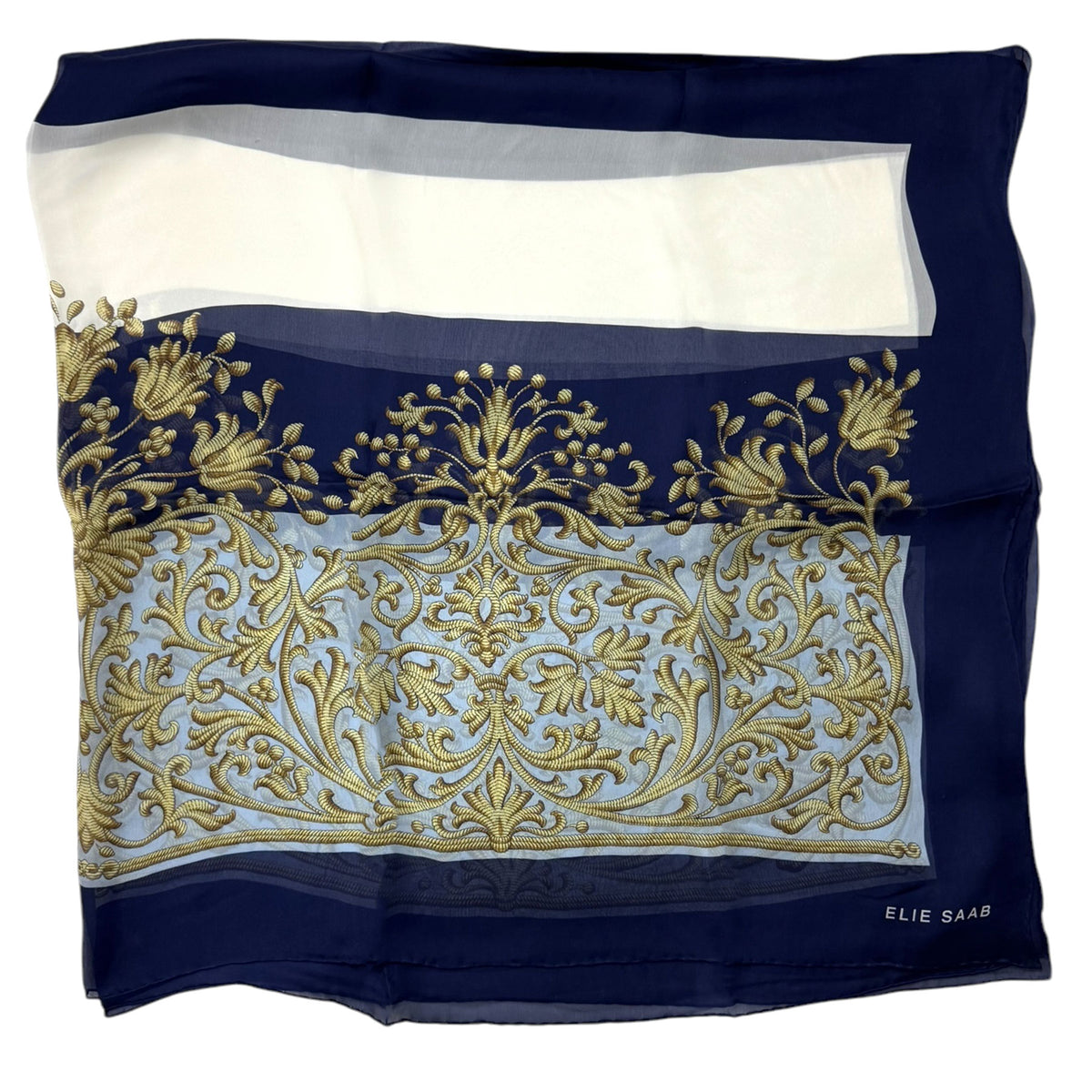 Elie Saab Scarf Royal Blue - Large Square Chiffon Silk Designer Shawl
