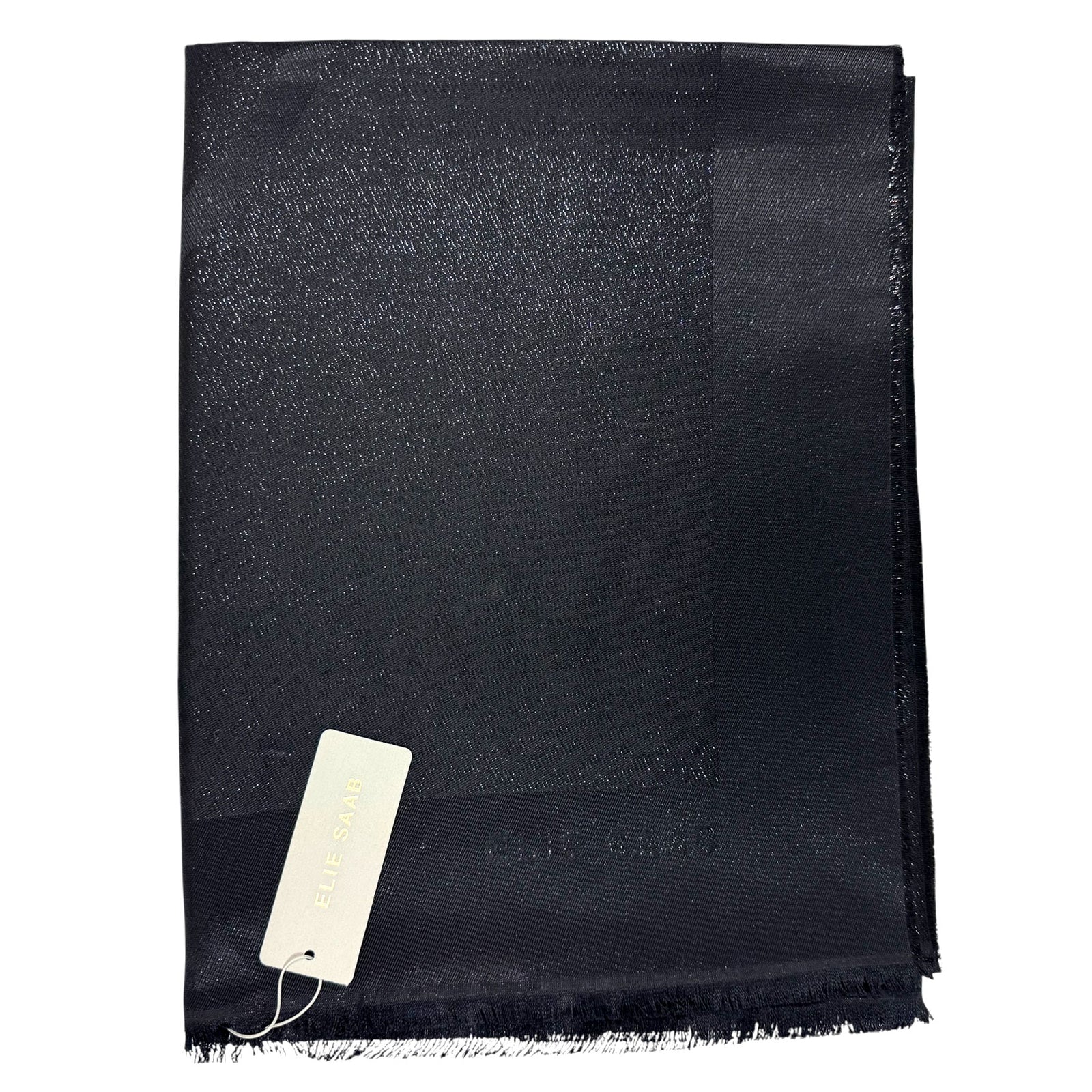 Elie Saab Scarf Black Tonal Logo Glitter