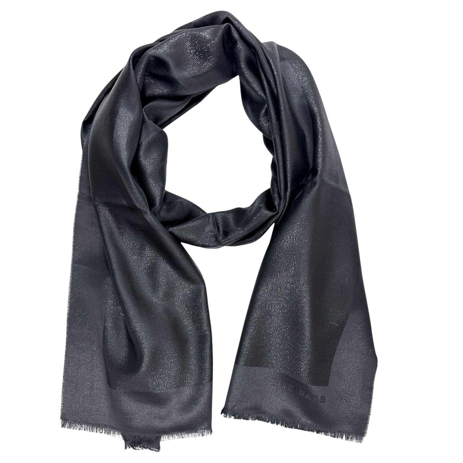 Elie Saab Scarf Black Tonal Logo Glitter