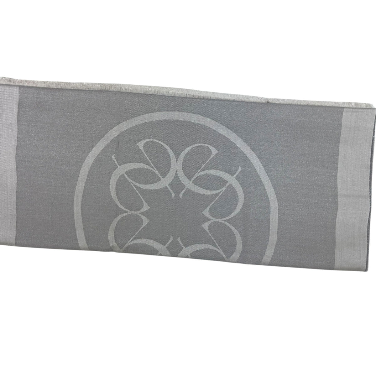 Elie Saab Scarf Gray Logo Design - Twill Silk Designer Shawl
