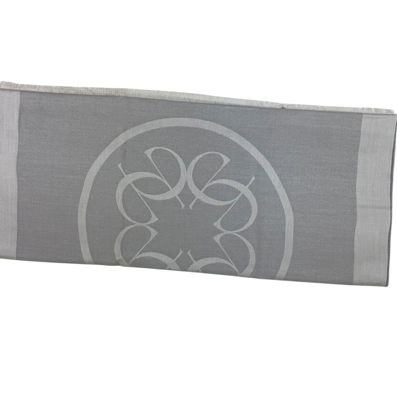 Elie Saab Scarf Gray Logo Design - Twill Silk Designer Shawl