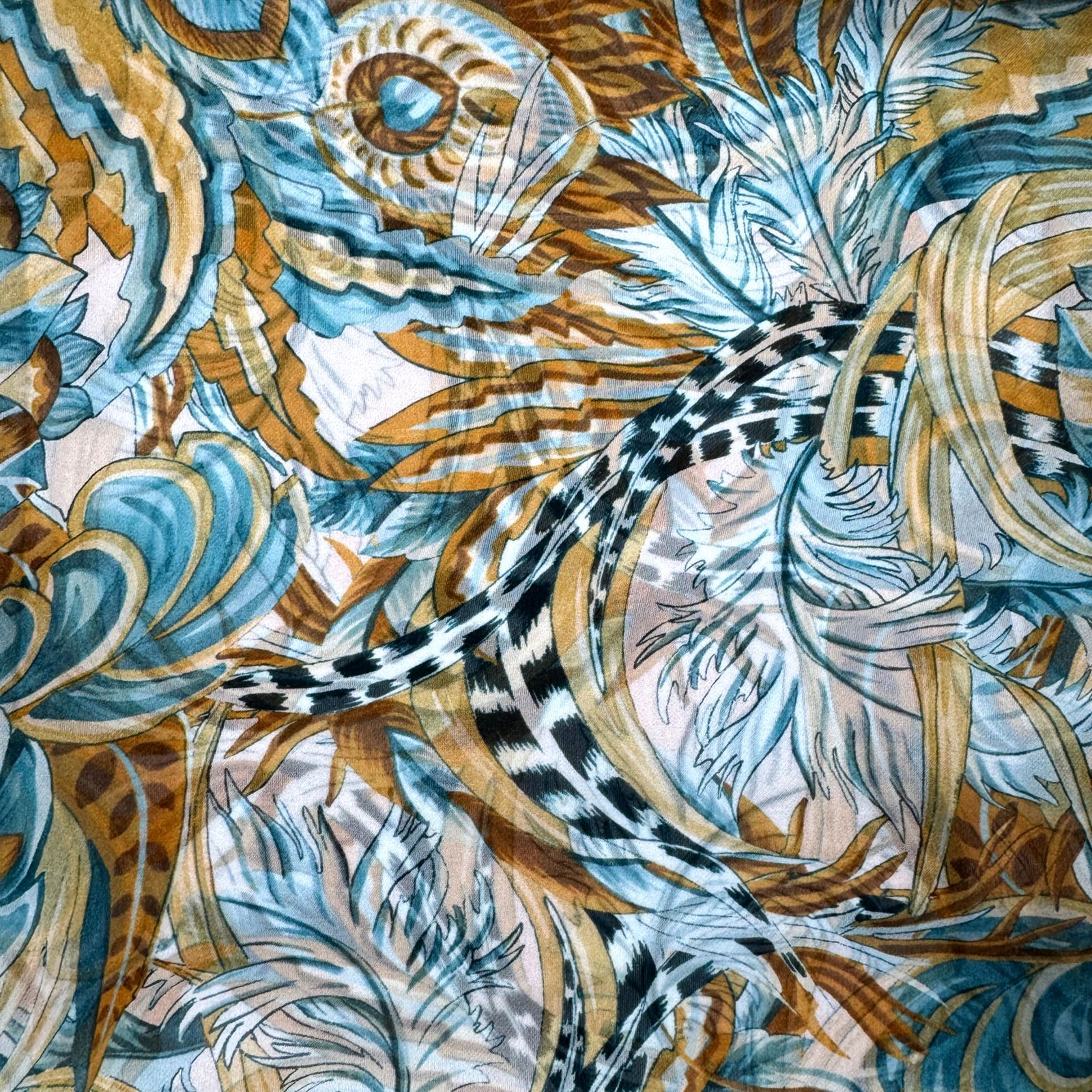 Elie Saab Scarf Scarf White Teal Olive Floral - Chiffon Silk Shawl SALE