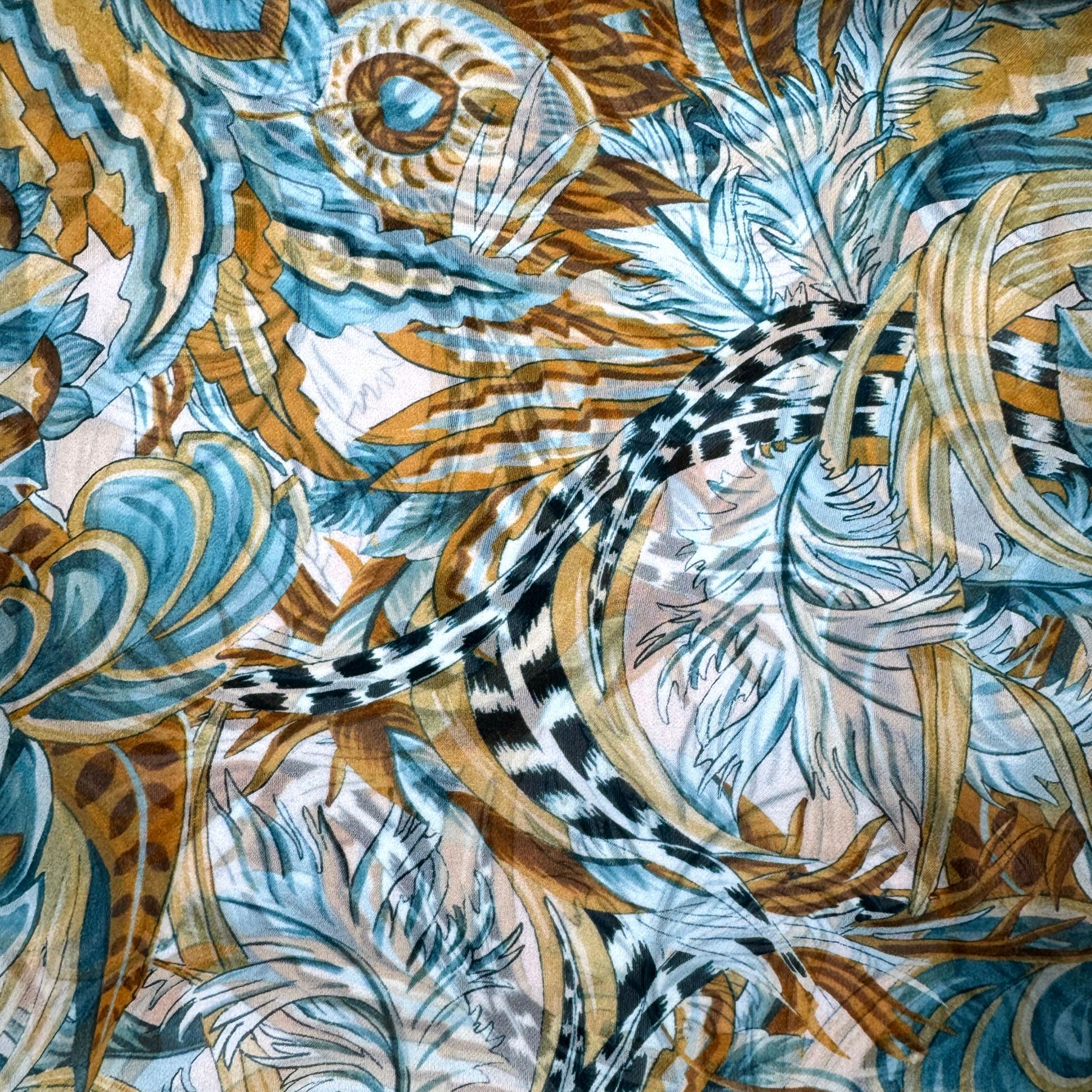 Elie Saab Scarf Scarf White Teal Olive Floral - Chiffon silk Shawl