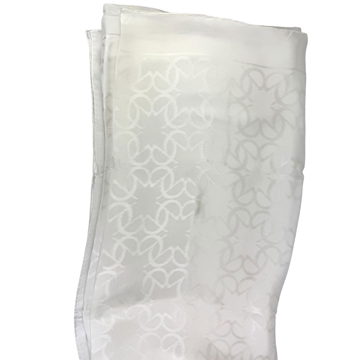 Elie Saab Scarf White Tonal Logo Design - Extra Large Silk Scarf