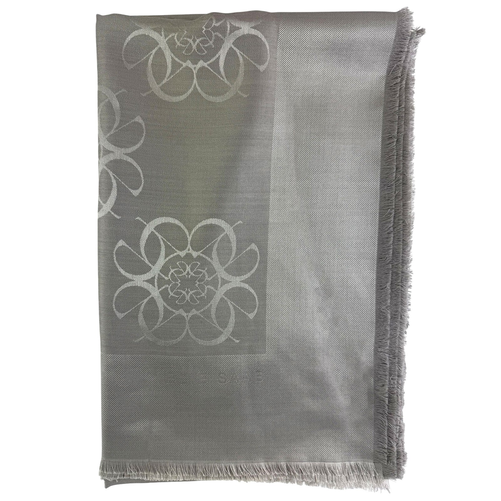 
Elie Saab Scarf Taupe Gray Tonal Logo - Extra Large Square Wool Silk Wrap
