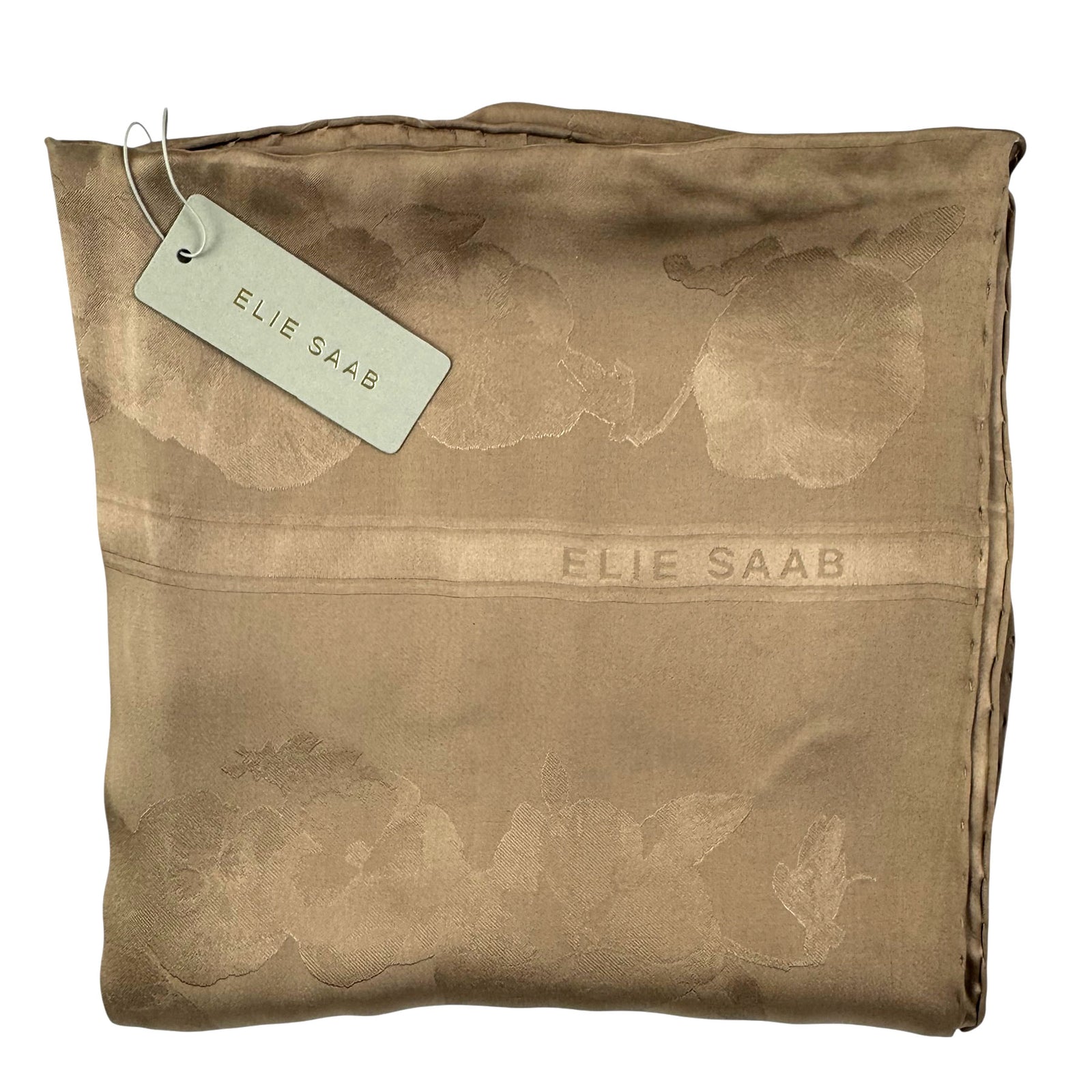 Elie Saab Scarf Taupe Tonal Floral - Twill Silk Shawl