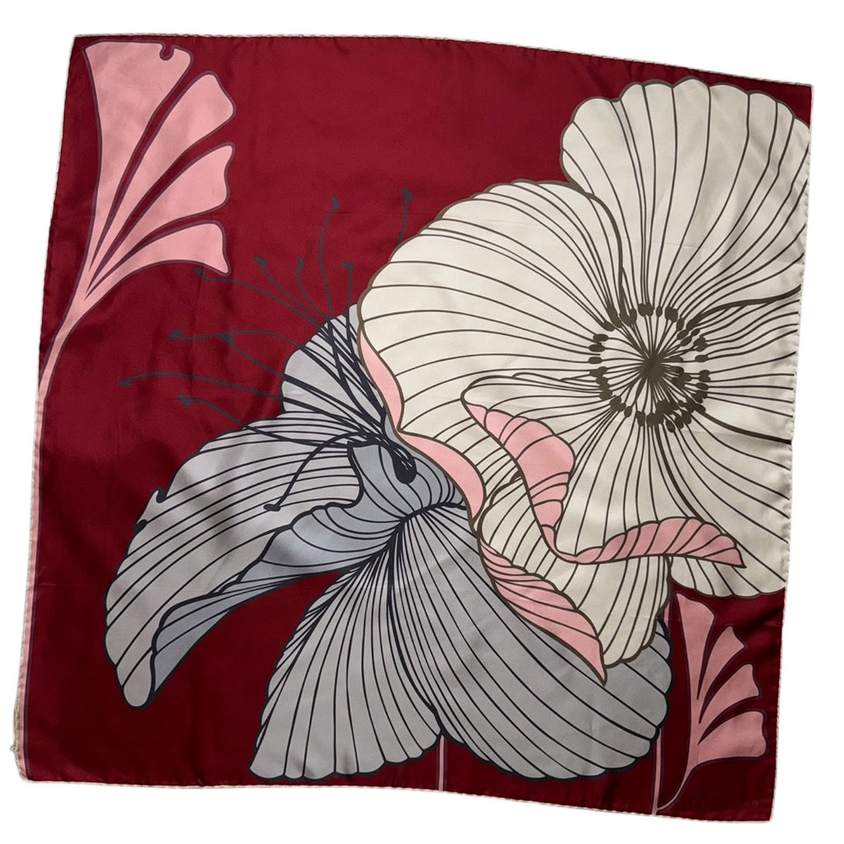 Elie Saab Scarf Bordeaux Pink Gray Floral 