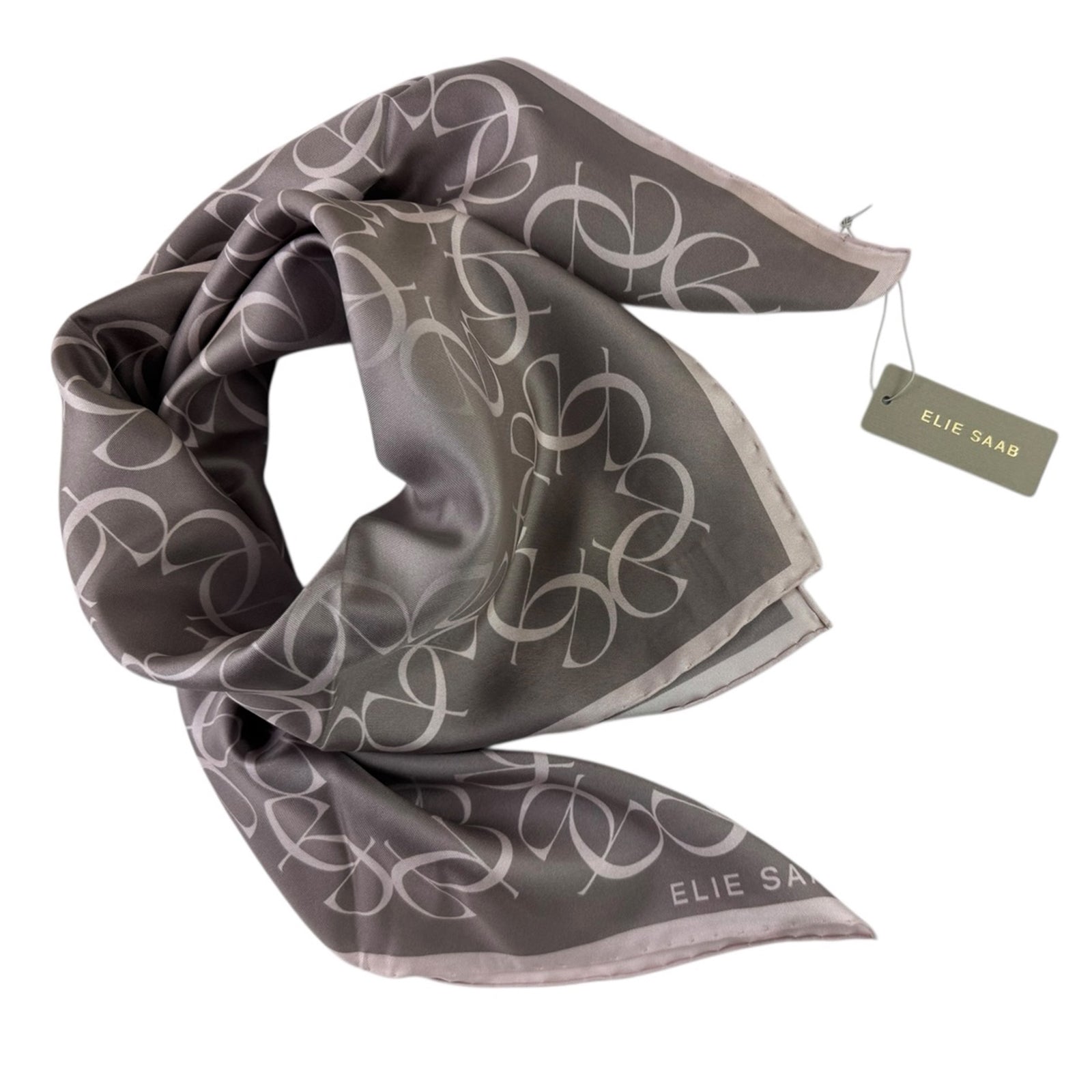 Elie Saab Scarf Signature Gray Logo Letters