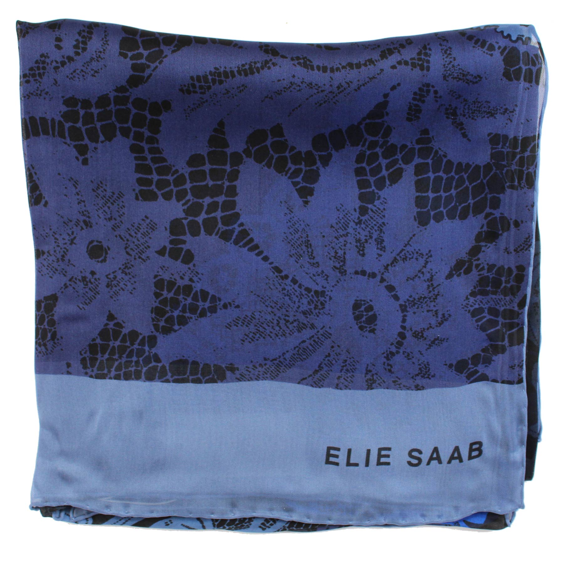 Elie Saab Scarf Dark Blue Frozen Silk Shawl