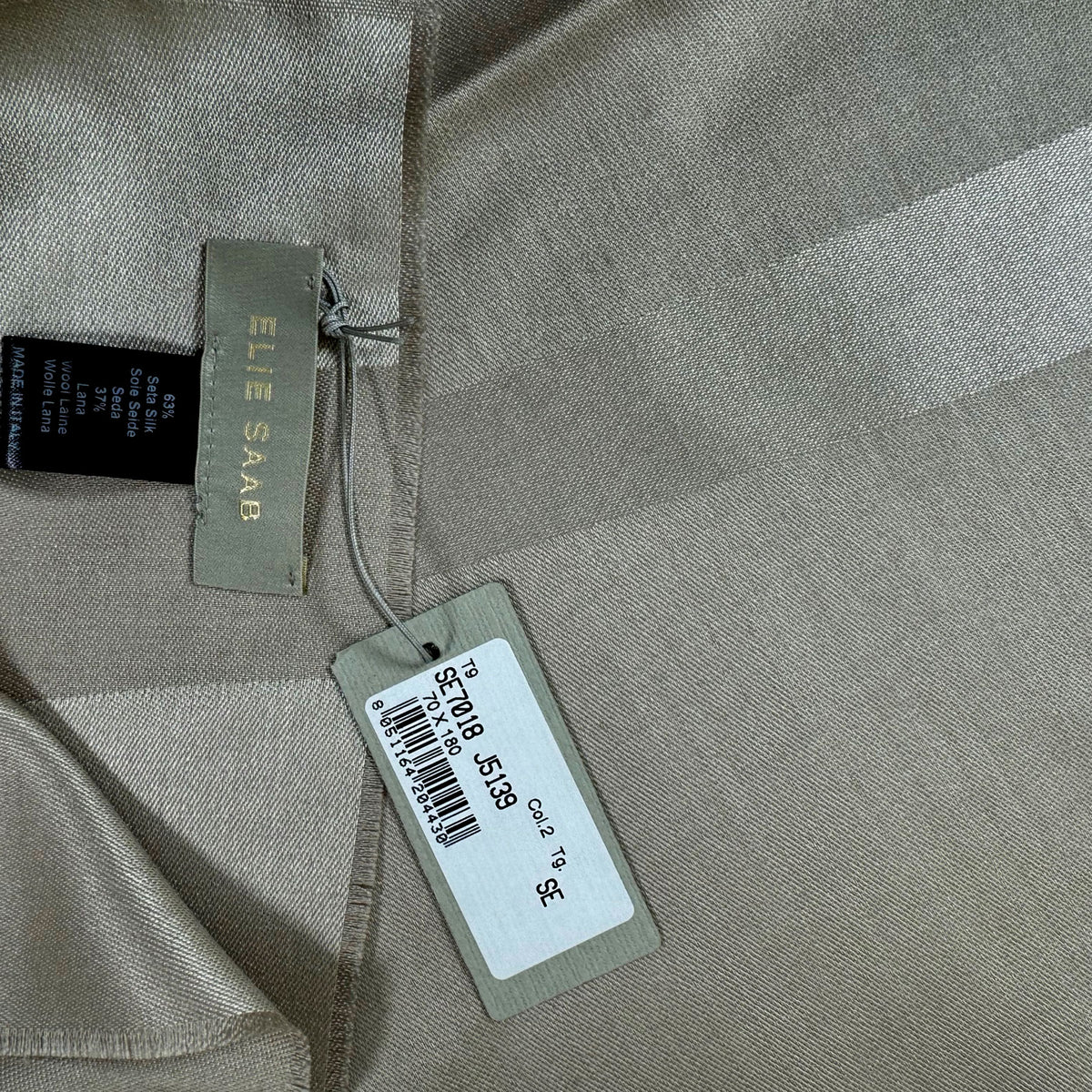 Elie Saab Scarf Taupe - Luxury Wool Silk Designer Shawl SALE