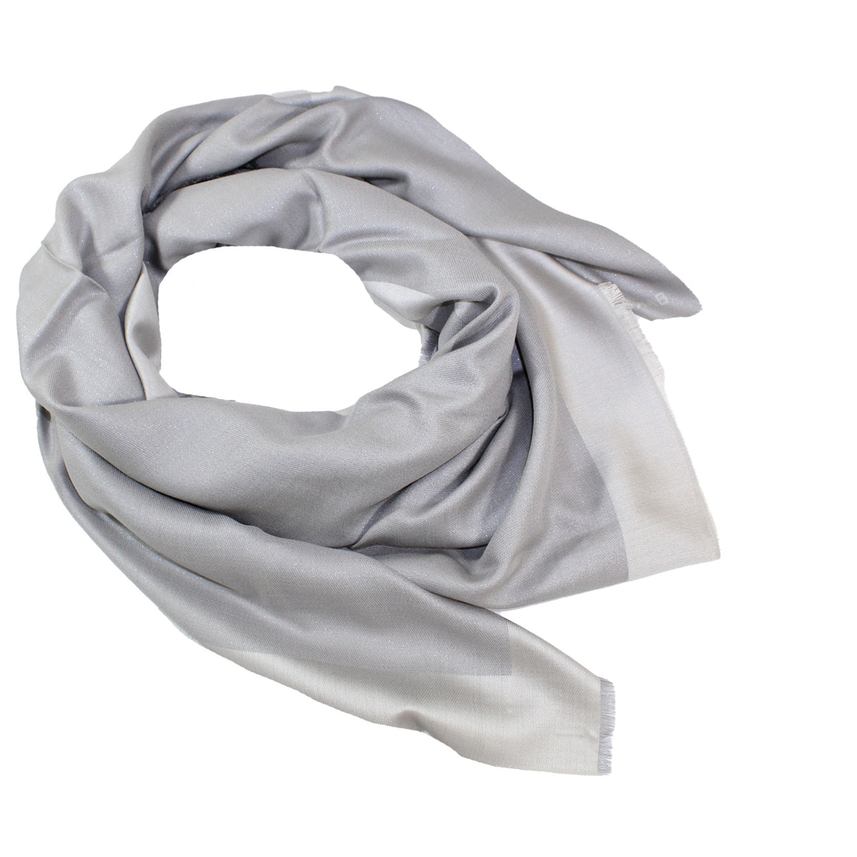 Elie Saab Scarf Gray Solid With Tonal Center Logo - Extra large Wool Silk Wrap