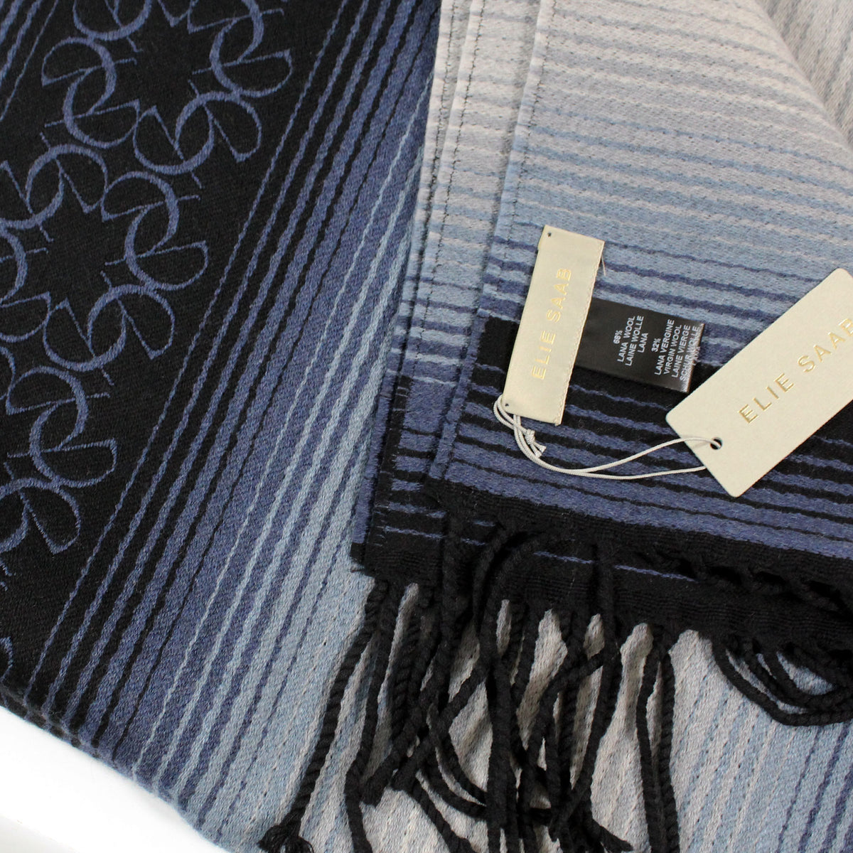 Elie Saab Scarf Striped Design - Heavy Weight Wool Shawl