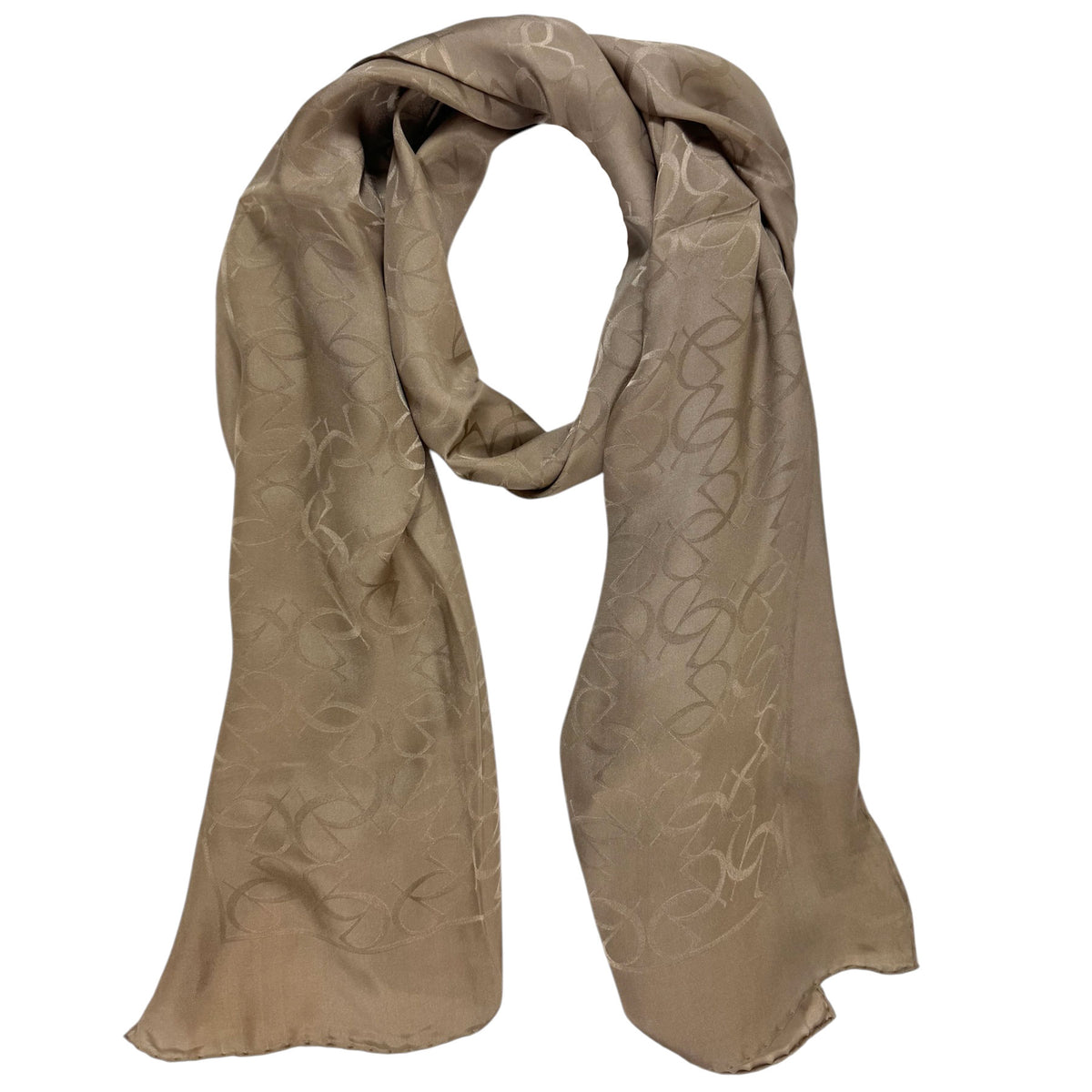 Elie Saab Scarf Bronze Brown Logo Allover - Silk Designer Shawl