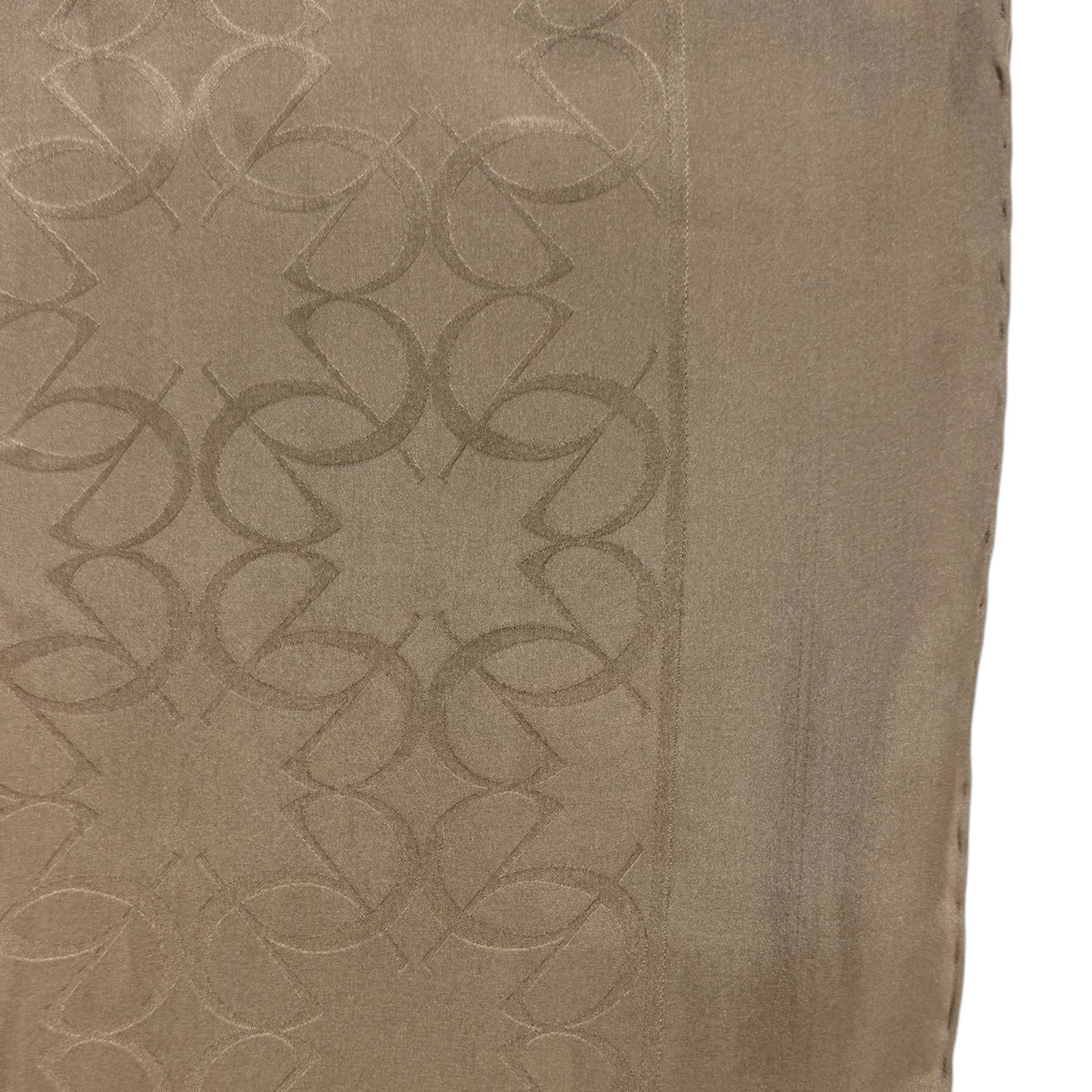 Elie Saab Scarf Bronze Brown Logo Allover - Silk Designer Shawl