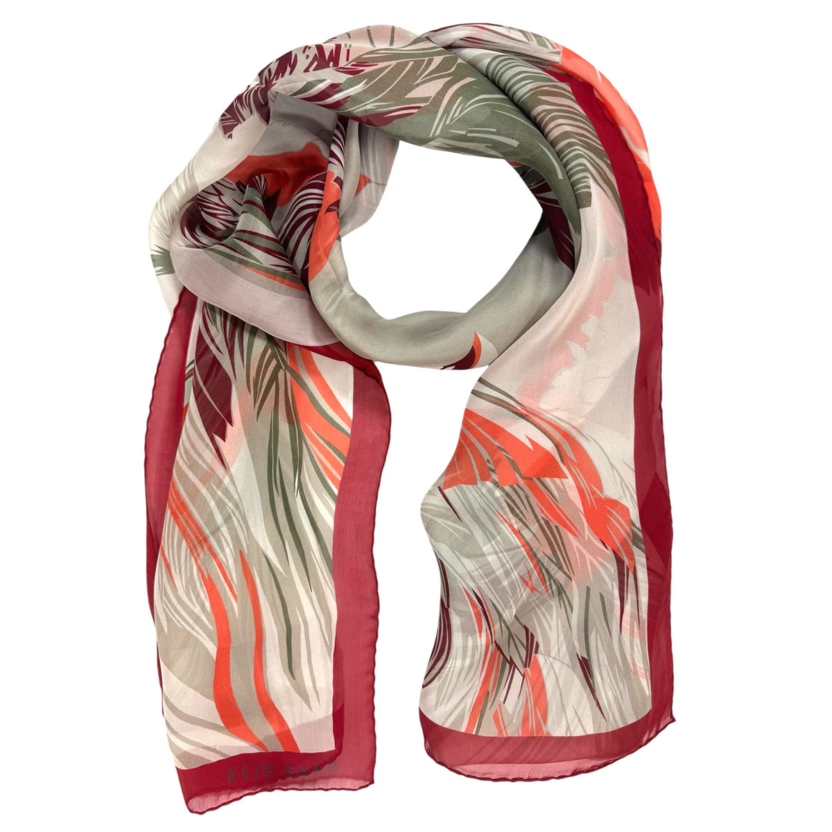 Elie Saab Scarf Bordeaux Orange Taupe Floral 