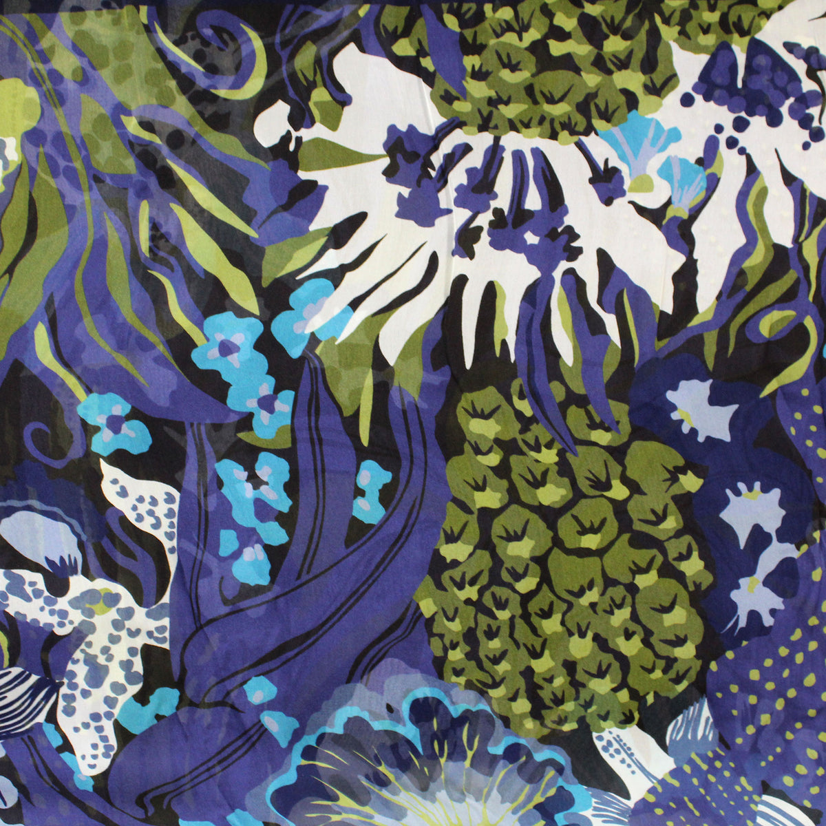 Elie Saab Scarf Midnight Blue Olive Floral  GENUINE
