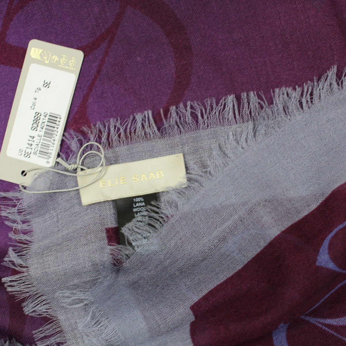 Elie Saab Scarf Purple Gray Signature Logo