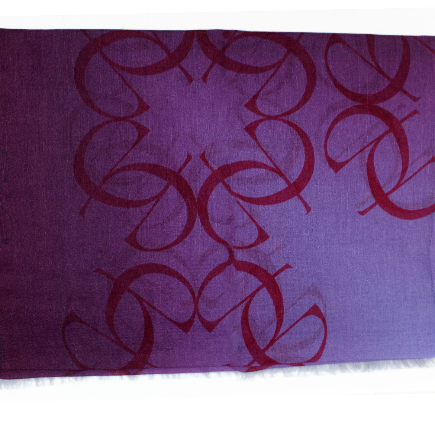 Elie Saab Scarf Purple Gray Signature Logo 
