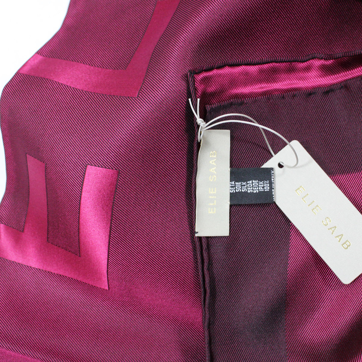 Elie Saab Scarf Cranberry Pink Logo 