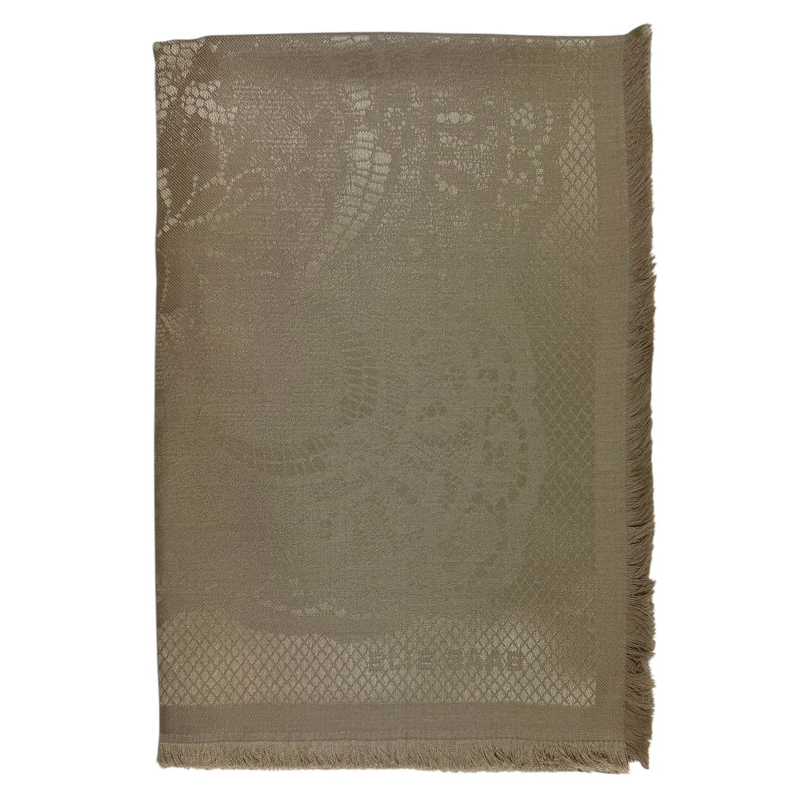 Elie Saab Scarf Taupe Tonal Design - Extra Large Wool Silk Wrap