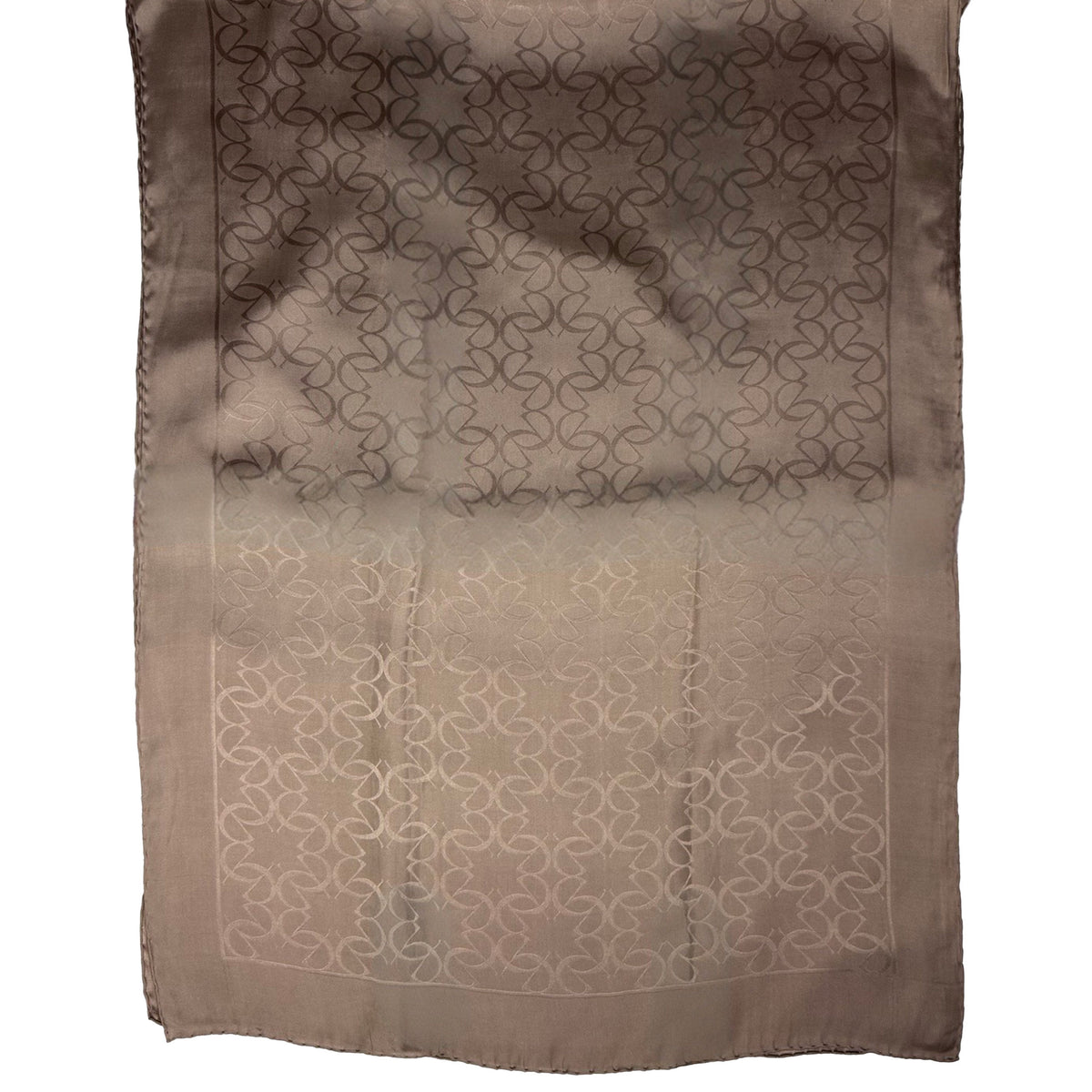 Elie Saab Scarf Bronze Brown Logo Allover - Silk Designer Shawl SALE