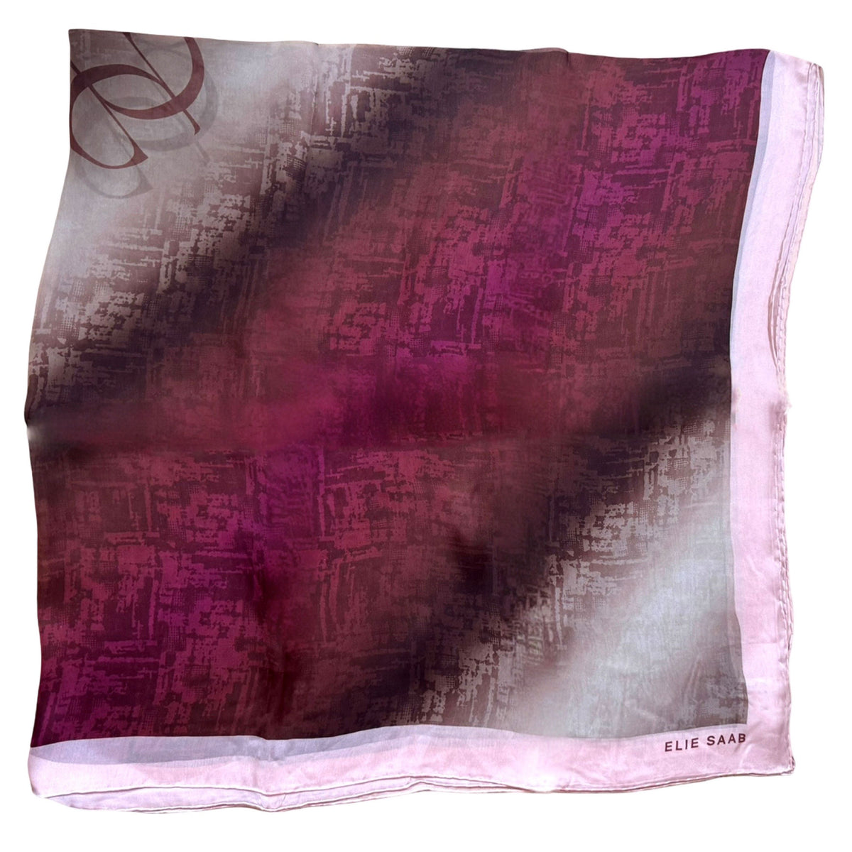 Elie Saab Scarf Taupe Pink Signature - Extra Large Square Chiffon Silk Shawl SALE