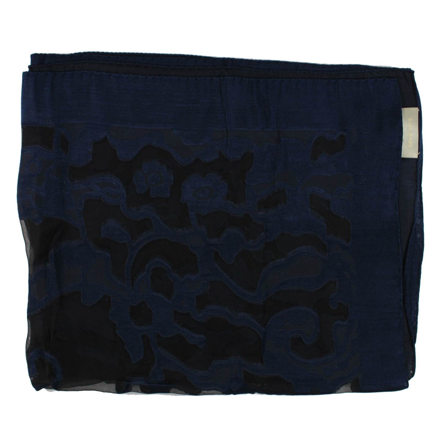 Elie Saab Scarf Dark Blue Design - Paneled Embellished Silk Shawl