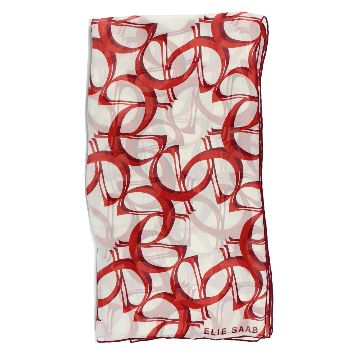Elie Saab Scarf White Red Logo Design