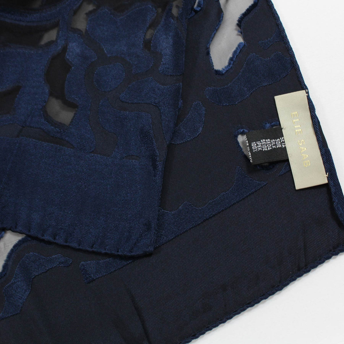 Elie Saab Scarf Dark Blue Design - Chiffon Silk Shawl