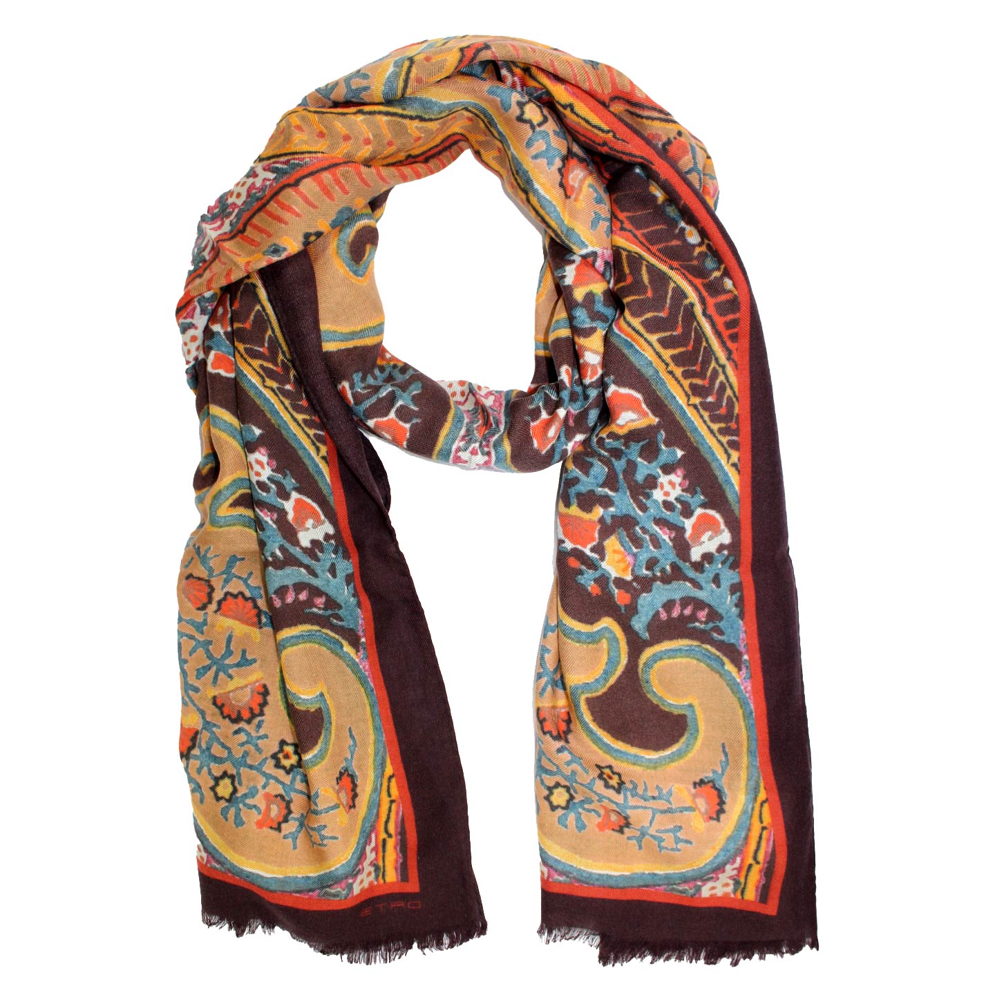 ETRO paisley-print cashmere scarf - Blue