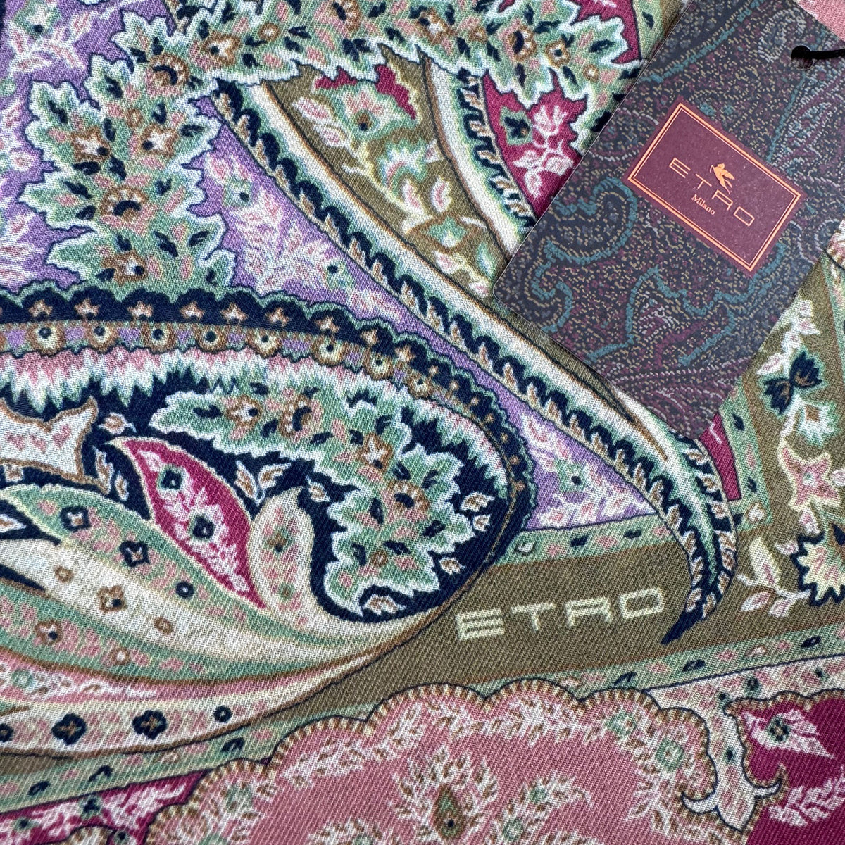 Etro Scarf Dusty Pink Beige Paisley Design - Extra Large Square Shawl