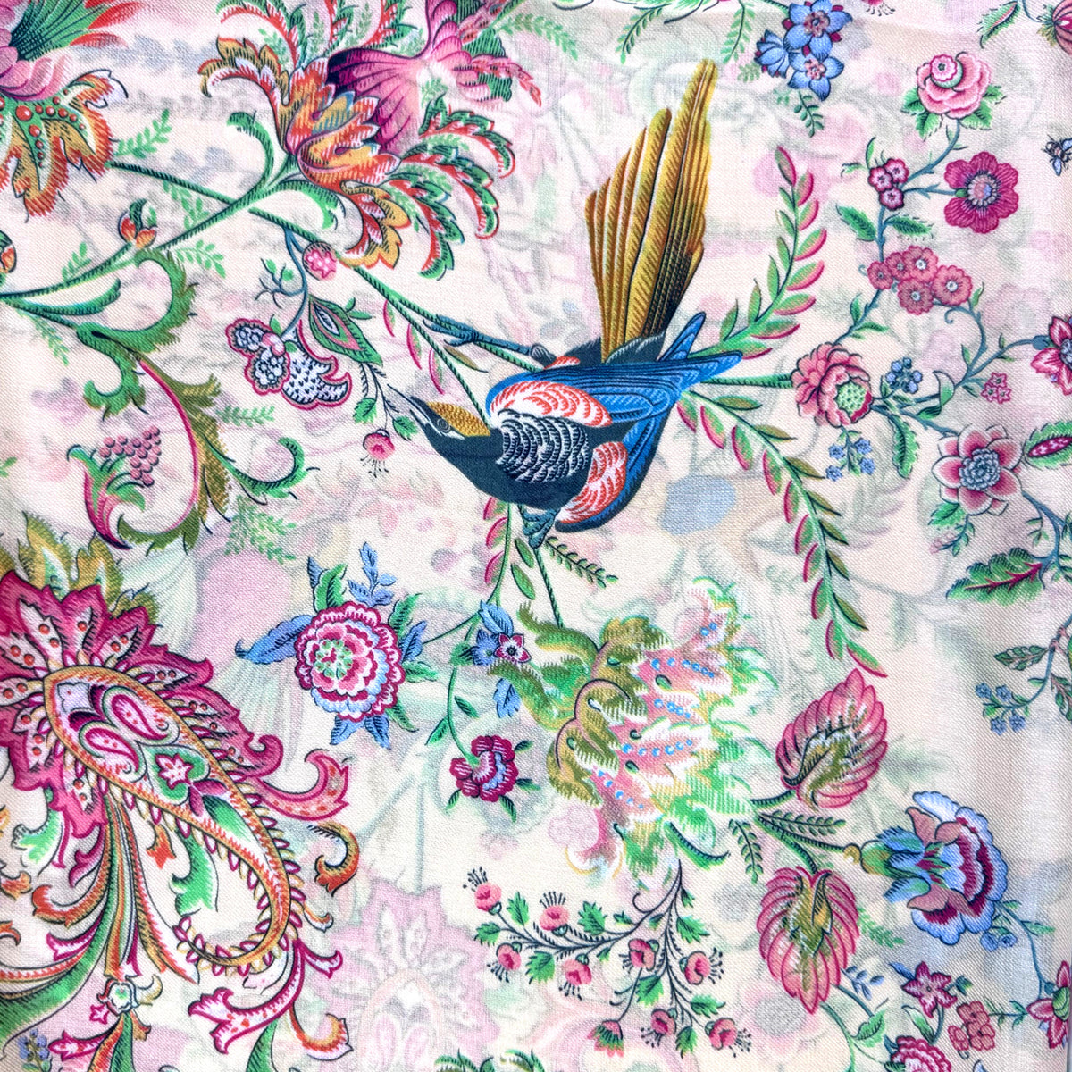 Etro Scarf Magenta Floral &amp; Birds Design - Extra Large Square Shawl