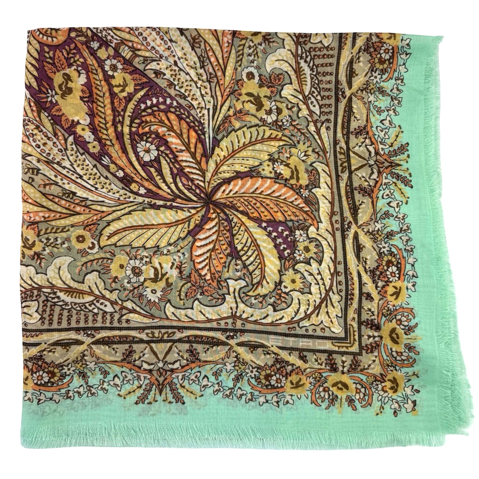 Etro Scarf Mint Green Design - Extra Large Square Shawl