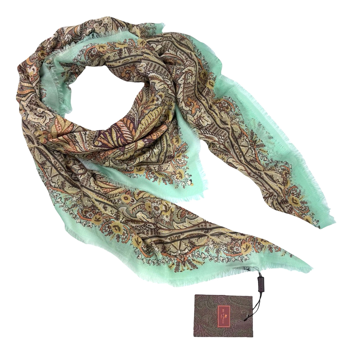 Etro Scarf Mint Green Design - Extra Large Square Shawl