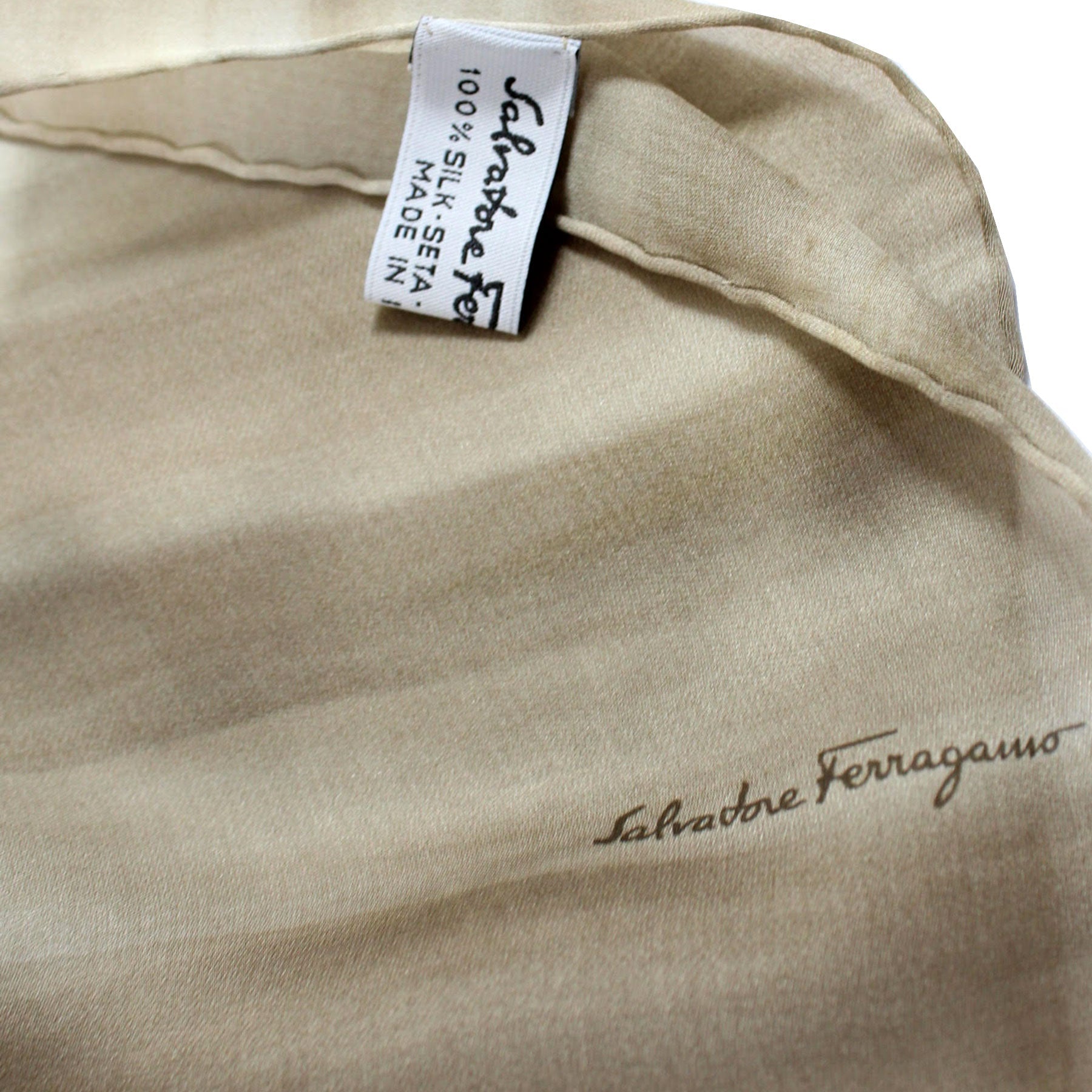 Salvatore Ferragamo Scarf Brown Gray Design - Chiffon Silk Designer Shawl
