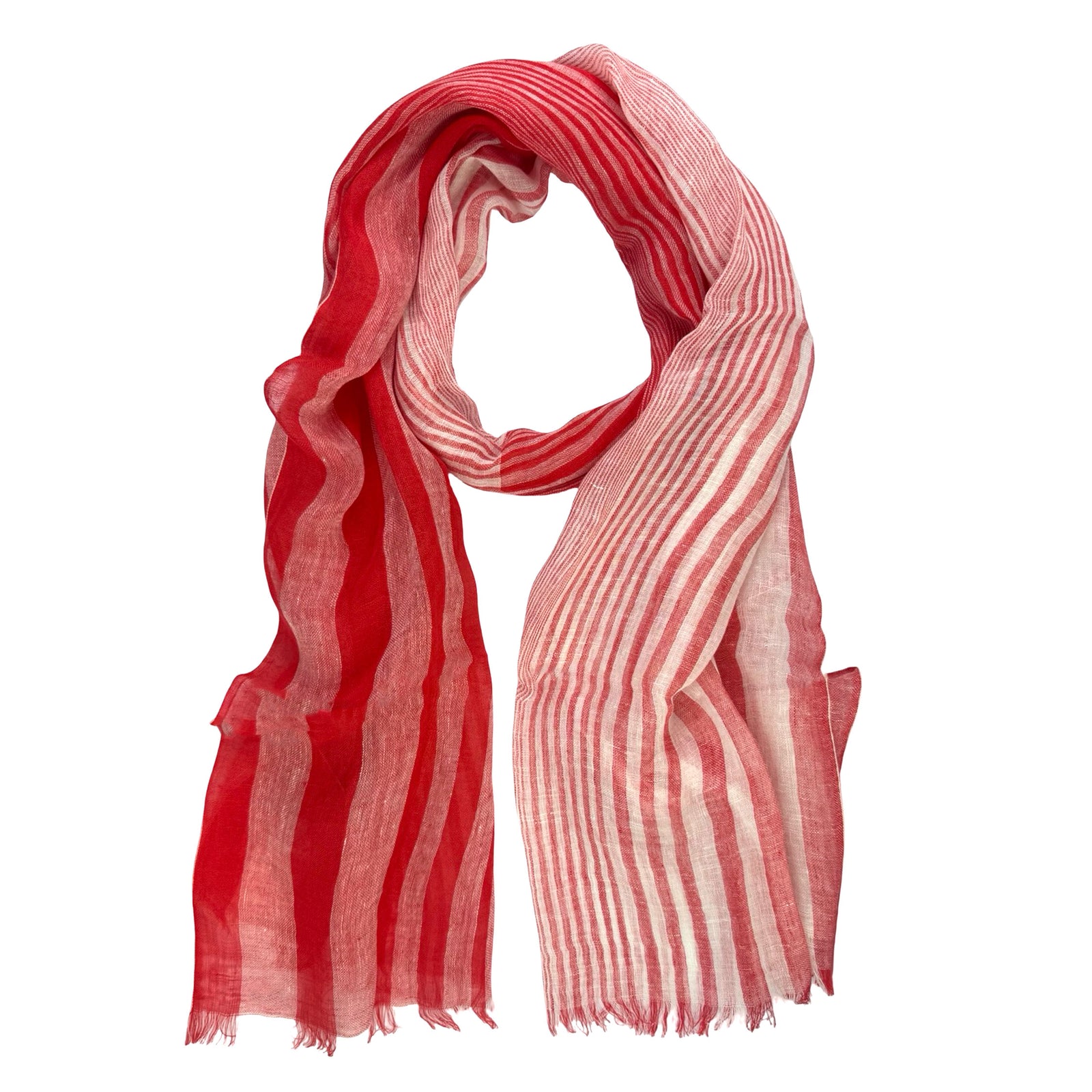 Salvatore Ferragamo Scarf Red White Stripes - Linen Shawl