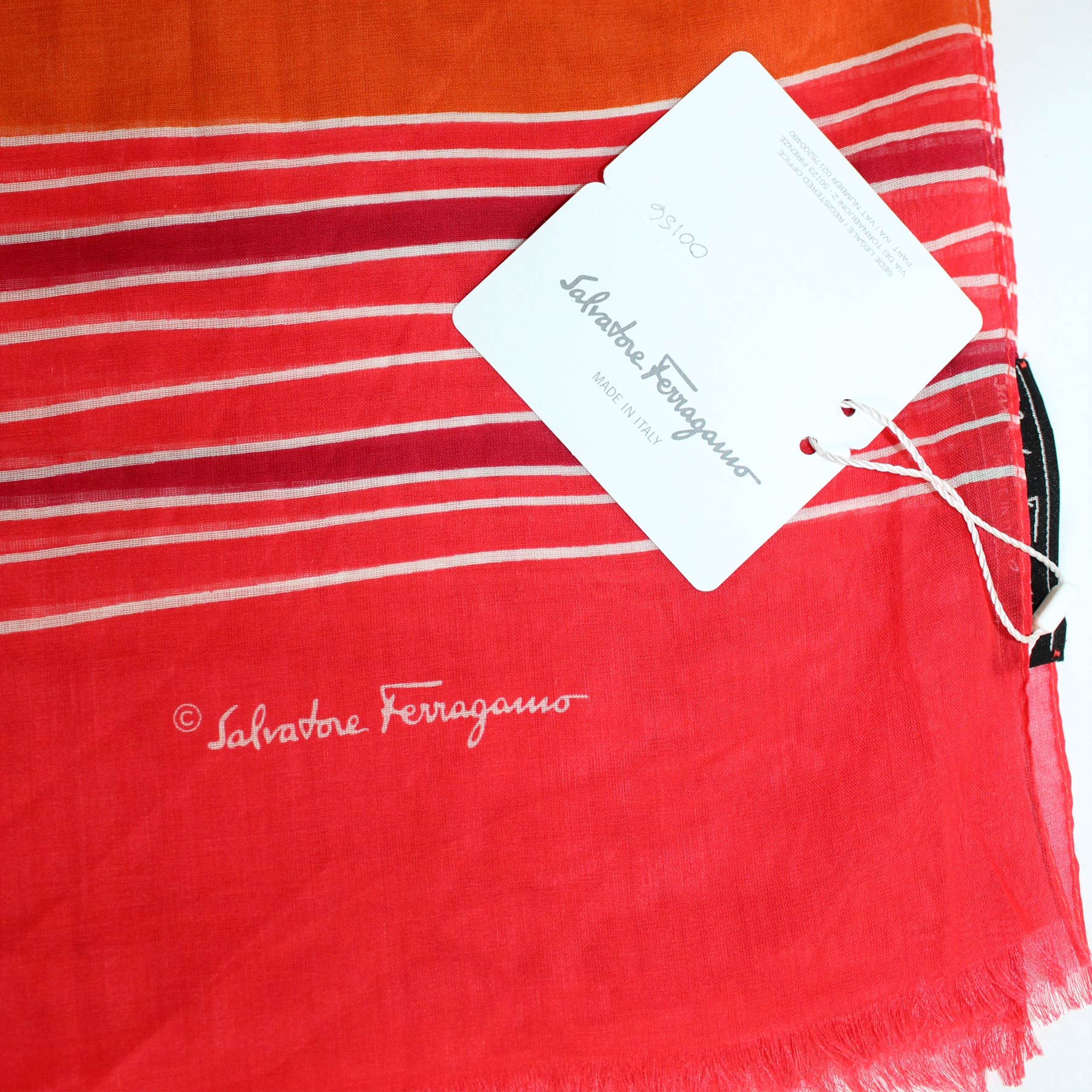 Salvatore Ferragamo Scarf Pink Orange Stripes - Women Shawl