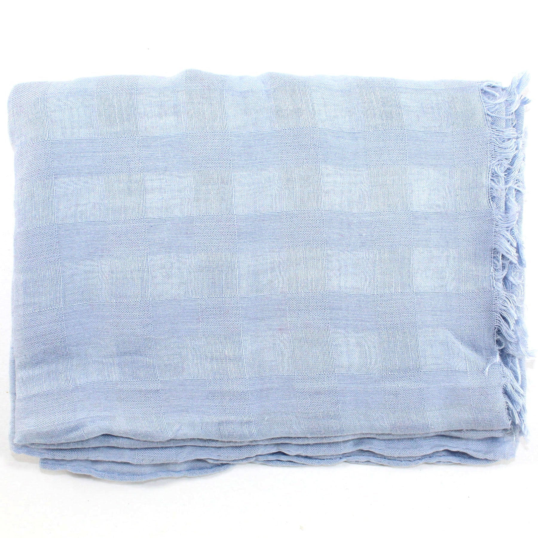 Salvatore Ferragamo Scarf Blue Gingham - Linen Cashmere Shawl